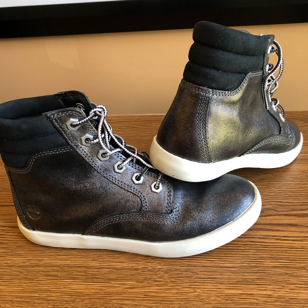 Timberland Black Metallic High Top Leather Sneaker - Picture 13 of 14